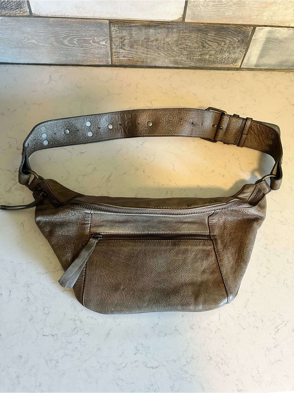 Free People Wilder Leather Concho Embellished Sling Bag in Frozen Earth - Picture 11 of 16